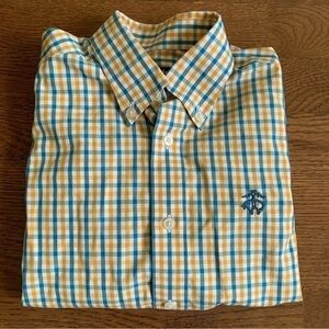 NFS Brooks Brothers boys button down shirt in blue and yellow gingham size small